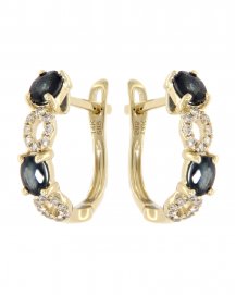 OVAL COLORED STONE DIAMOND HUGGIES (TE782)