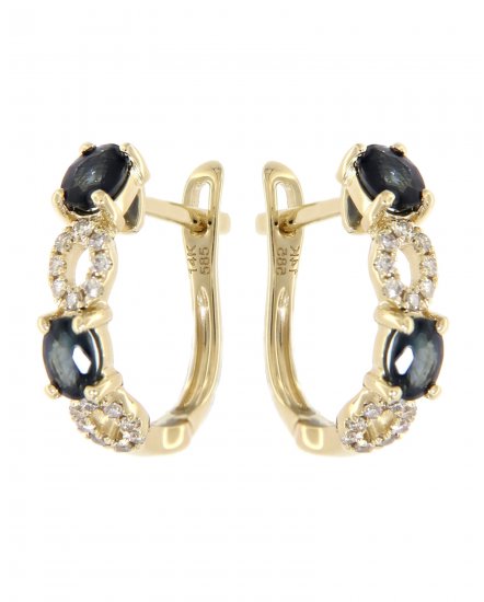 OVAL COLORED STONE DIAMOND HUGGIES (TE782)