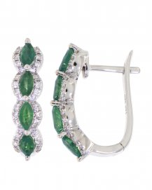 MARQUISE COLORED STONE DIAMOND HUGGIES (TE831)