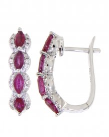 MARQUISE COLORED STONE DIAMOND HUGGIES (TE831)
