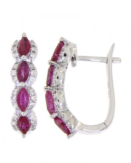 MARQUISE COLORED STONE DIAMOND HUGGIES (TE831)