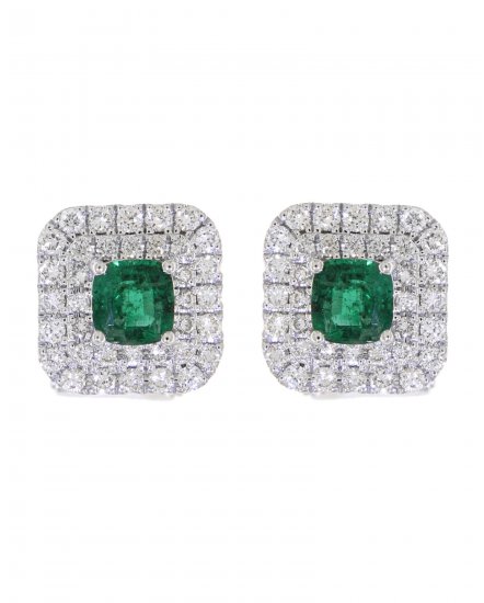 CUSHION EMERALD DIAMOND OMEGA BACK  (TE869)
