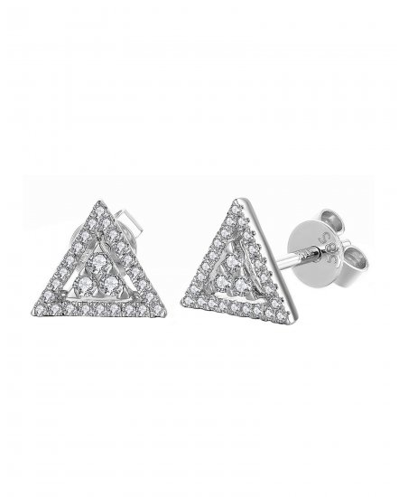 TRIANGLE STYLE COLORED STONE DIAMOND STUDS (TE920)