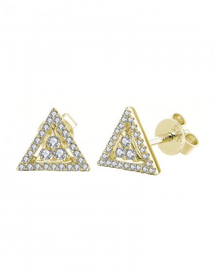 TRIANGLE STYLE COLORED STONE DIAMOND STUDS (TE920)