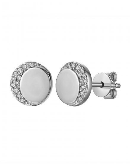 CRESCENT MOON ROUND DIAMOND STUDS (TE934)