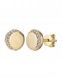 CRESCENT MOON ROUND DIAMOND STUDS (TE934)