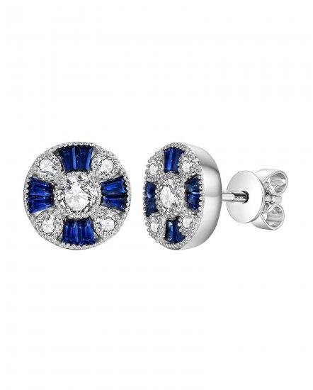ROUND SAPPHIRE DIAMOND STUDS (TE947)