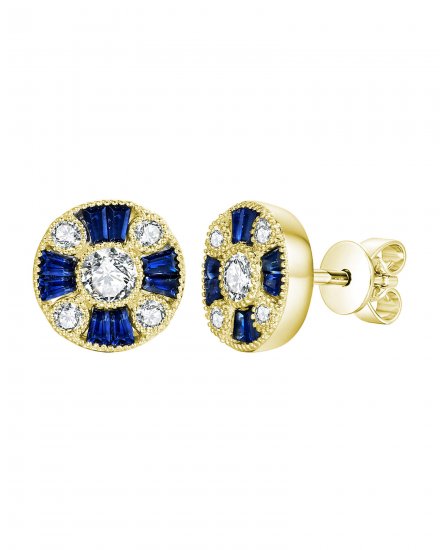 ROUND SAPPHIRE DIAMOND STUDS (TE947)