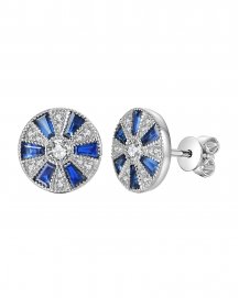 ROUND SAPPHIRE DIAMOND STUDS (TE958)