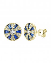 ROUND SAPPHIRE DIAMOND STUDS (TE958)
