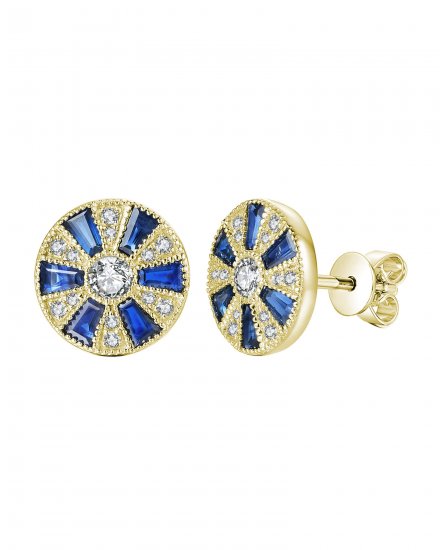 ROUND SAPPHIRE DIAMOND STUDS (TE958)