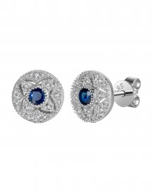 ROUND SAPPHIRE DIAMOND STUDS (TE975)