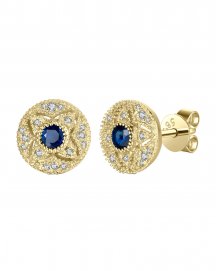 ROUND SAPPHIRE DIAMOND STUDS (TE975)