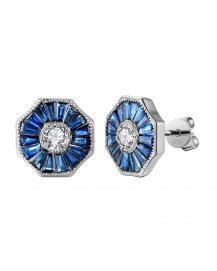 OCTAGON STYLE SAPPHIRE DIAMOND STUDS (TE996)