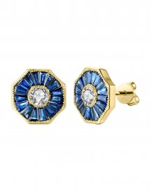 OCTAGON STYLE SAPPHIRE DIAMOND STUDS (TE996)