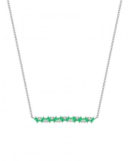 BAGUETTE COLORED STONE DIAMOND NECKLACE (TN214)