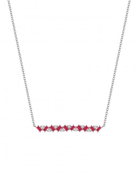 BAGUETTE COLORED STONE DIAMOND NECKLACE (TN214)