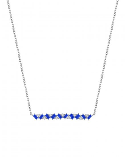 BAGUETTE COLORED STONE DIAMOND NECKLACE (TN214)