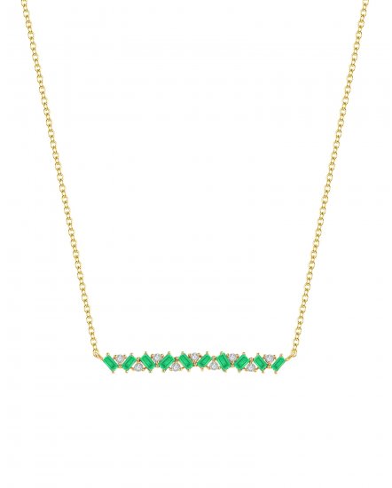 BAGUETTE COLORED STONE DIAMOND NECKLACE (TN214)