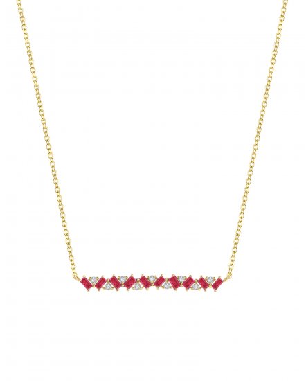 BAGUETTE COLORED STONE DIAMOND NECKLACE (TN214)