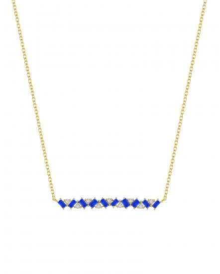 BAGUETTE COLORED STONE DIAMOND NECKLACE (TN214)