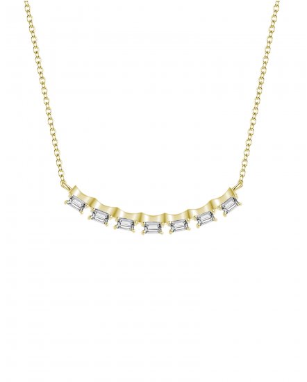 CURVED STYLE BAGUETTE DIAMOND NECKLACE (TN245)