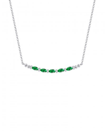 CURVED STYLE EMERALD DIAMOND NECKLACE (TN267)