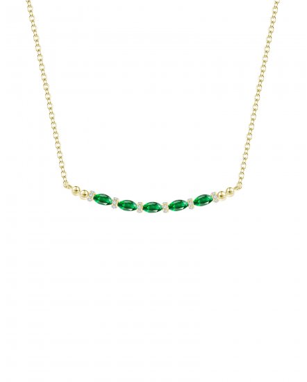 CURVED STYLE EMERALD DIAMOND NECKLACE (TN267)