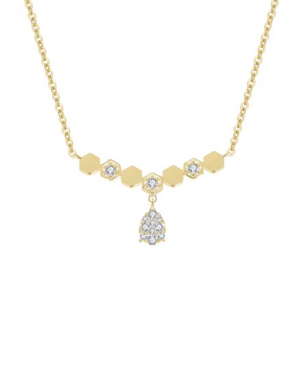 HEXAGON STYLE DIAMOND DANGLE NECKLACE (TN295)