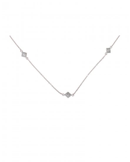 PRINCESS CUT DIAMOND BY THE YARD NECKLACE (TN369)