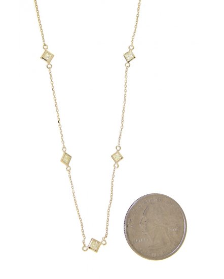 PRINCESS CUT DIAMOND BY THE YARD NECKLACE (TN370)