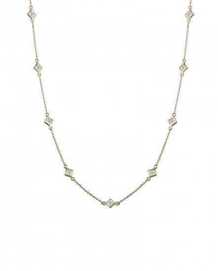 PRINCESS CUT DIAMOND BY THE YARD NECKLACE (TN371)