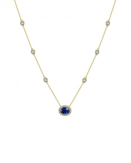 OVAL SAPPHIRE DIAMOND NECKLACE (TN376)