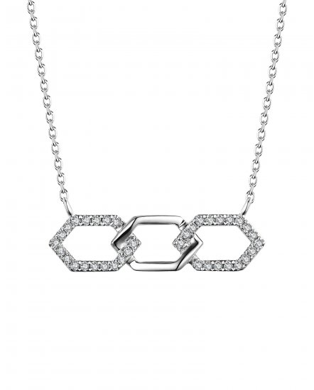 INTER LINKED STYLE HEXAGON DIAMOND NECKLACE (TN381)