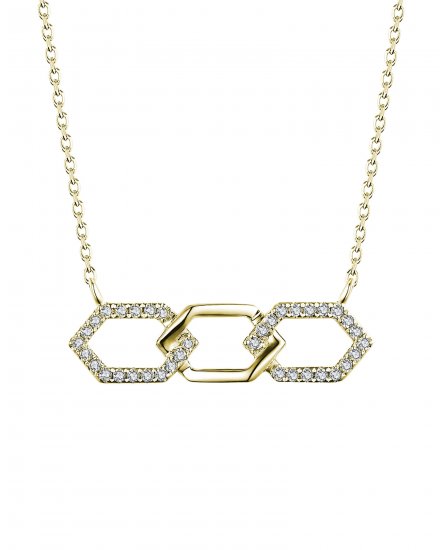 INTER LINKED STYLE HEXAGON DIAMOND NECKLACE (TN381)