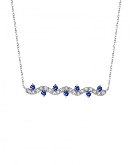 WAVY STYLE COLORED STONE DIAMOND NECKLACE (TN382)