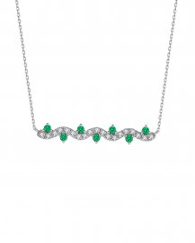WAVY STYLE COLORED STONE DIAMOND NECKLACE (TN382)