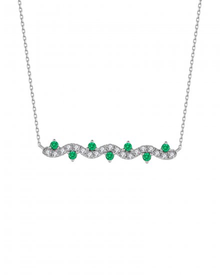 WAVY STYLE COLORED STONE DIAMOND NECKLACE (TN382)