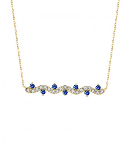 WAVY STYLE COLORED STONE DIAMOND NECKLACE (TN382)