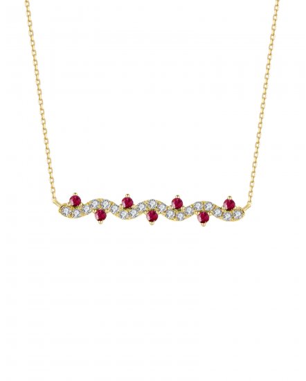 WAVY STYLE COLORED STONE DIAMOND NECKLACE (TN382)