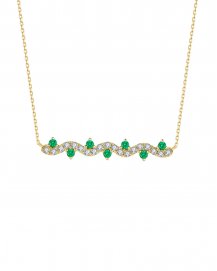 WAVY STYLE COLORED STONE DIAMOND NECKLACE (TN382)