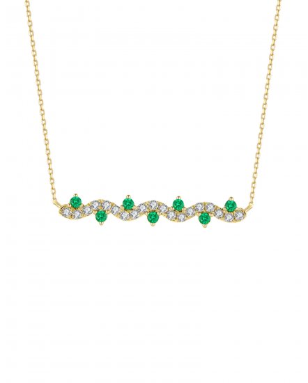 WAVY STYLE COLORED STONE DIAMOND NECKLACE (TN382)