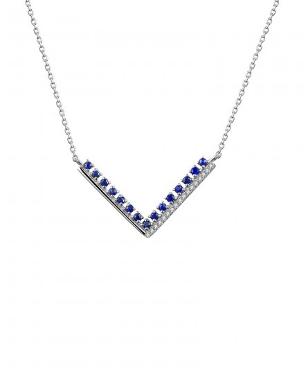 V STYLE SAPPHIRE DIAMOND NECKLACE (TN389)