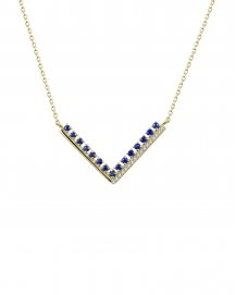 V STYLE SAPPHIRE DIAMOND NECKLACE (TN389)