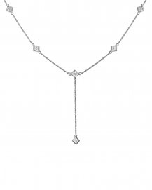 PRINCESS CUT DIAMOND BY THE YARD DANGLE DROP NECKLACE (TN421)