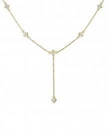 PRINCESS CUT DIAMOND BY THE YARD DANGLE DROP NECKLACE (TN421)