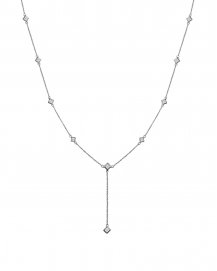 PRINCESS CUT DIAMOND BY THE YARD DANGLE DROP NECKLACE (TN425)