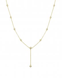 PRINCESS CUT DIAMOND BY THE YARD DANGLE DROP NECKLACE (TN425)