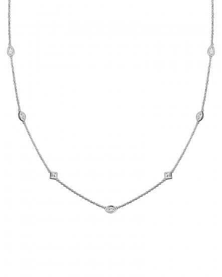 MARQUISE PEAR PRINCESS CUT DIAMOND BY THE YARD NECKLACE (TN428)