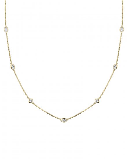 MARQUISE PEAR PRINCESS CUT DIAMOND BY THE YARD NECKLACE (TN428)